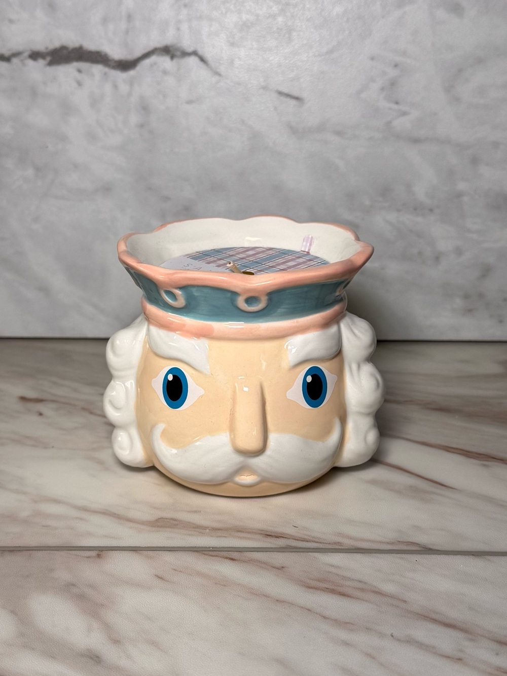 Sand + Fog Nutcracker Head Ceramic Candle Vanilla Snowflake 11.35 oz Christmas